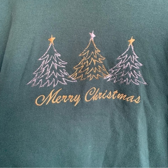 Vintage Merry Christmas Holiday Tree Crewneck Sweatshirt Adult XL 90s Sweater - Picture 2 of 4
